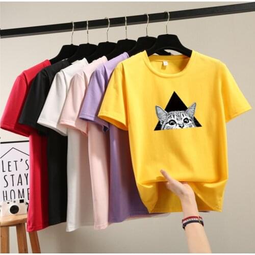 7 Colors and 6 Sizes of Clothes 2021 Summer Short-sleeved T-shirt, Cartoon Round Neck Blouse, Loose Plus Size Womens Clothing