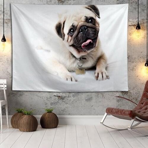 Hot Sale Custom High Quality Pug Wall Hanging HD Landscape 3D Printing Digital Printing Home Decoration Tapestry