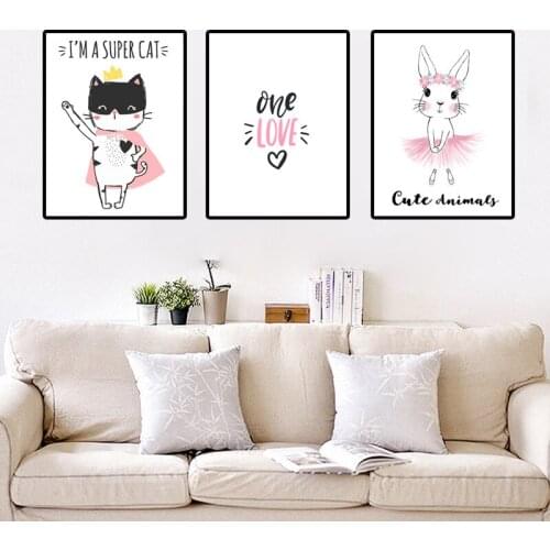 Artistic violin Animal Cat Print Poster Prints Wall Art Canvas Painting Nursery Wall Picture Kids Room Decor Nordic Decoration