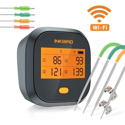 IBBQ-4T Wi-Fi Meat Digital Thermometer Rainproof Magnetic Alarm Design Useful Kitchen Cooking Fry Grill Tool Support 4 Probes