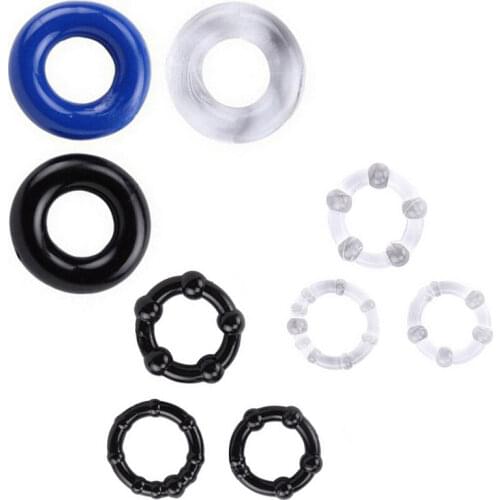 3pcs/set Penis Ring Lock Delaying Ejaculation Silicone Constriction Donuts Beaded Dick Glans scrotum Cock Rings Sex Toys for Men