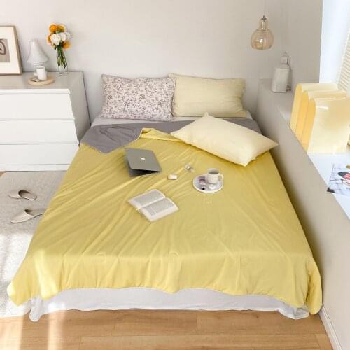 Summer Cool Quilt Skin Beauty Cool Silk Summer Quilt Air Conditioner Quilt SilkySolid Color Washable By Water Machine Thin Duvet