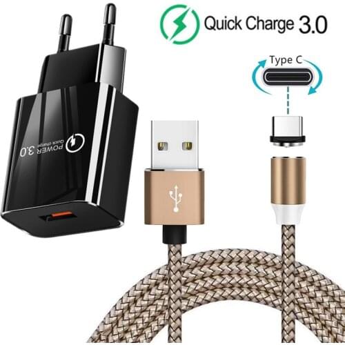 For Samsung galaxy S8 S10 S20 A51 A5 2017 A50 Huawei P30 Honor 9 10 20 Pro Magnetic Type C Charge Cable QC 3.0 Fast USB charger