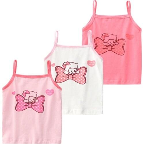 3pcs/Lot Baby Undershirt Girls Tank Tops Cartoon Cotton T-Shirt Underwear 2-10Years