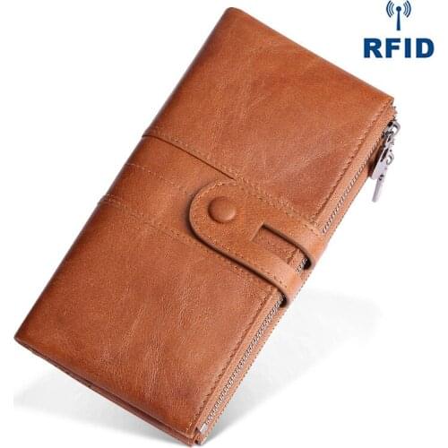 Multi-Function Leather Vintage Fashion Cowhide Ladies Purse New High Quality Large Capacity Luxury Long Wallets Female Purse