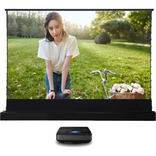 Motor Laser TV Tensioned Floor Screen ALR 4K HD Office Movie Cinema with Wall Hanger, Suitable Ultra-Short Throw Projecror