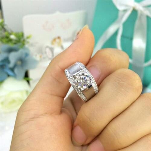 Solitaire Male 7mm Lab Sona Diamond Ring 925 sterling silver Engagement Wedding band Rings for men Anniversary Party Jewelry