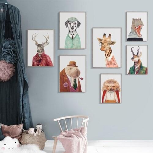 Diamond Painting Kits With AB Drill 5D DIY Poured Glue Scalloped Edge Modern Cute Animal Deer Dog Rhino Wall Art Home Decoration