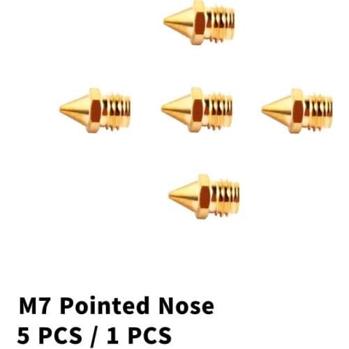 Geeetech 5PCS 1PCS M7 nozzle for A10M, A20M ,A30M, A10T, A20T,A30T 3D Printer, Pointed Nose 0.4mm Nozzle for 3d printe