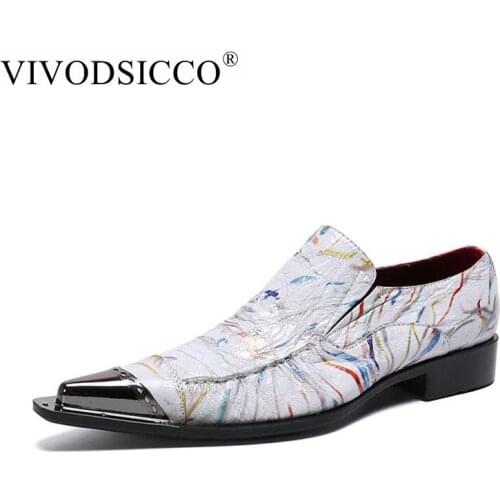 New Fashion Brand Designer Feather Printing Dress Shoes for Men Luxury Fashion Summer Style Wedding and Party Oxfords Shoes