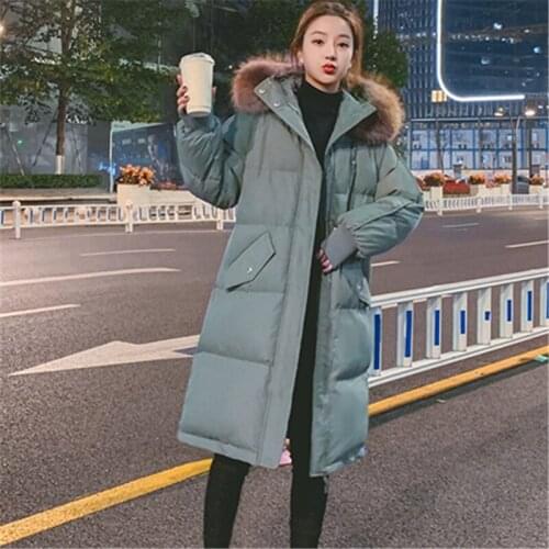 2021 Winter Fashion New Mid-Length Plus Size Women Clothing Fur Collar Hooded Thick Loose Warm Cotton-Padded Clothes Coat H053