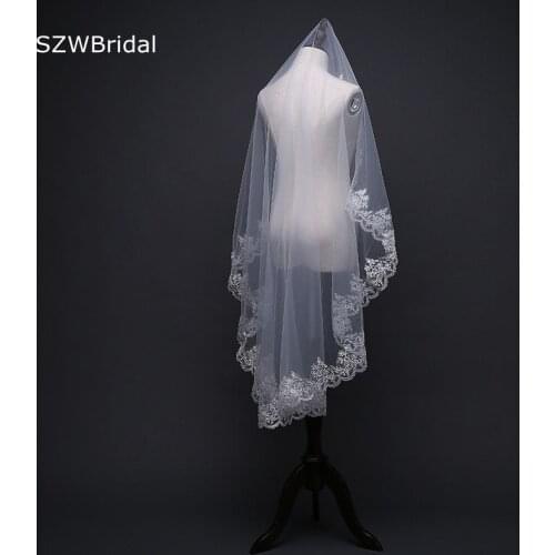 New Arrival One Layer Bridal ivory veil Lace Edge Wedding accessories Fascinator Wedding Veils Welon katedralny Accessori sposa