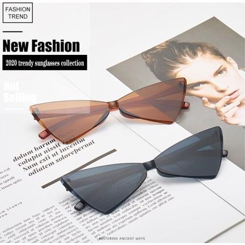 New triangle sunglasses ladies trendy net red same cat eye sunglasses transparent ocean lens glasses