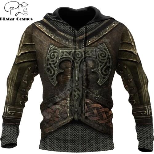 PLstar Cosmos Autumn Hoodies Viking Warrior Chain Armor 3D Printed Mens Sweatshirt Unisex Zip Pullover Casual Jacket DW646