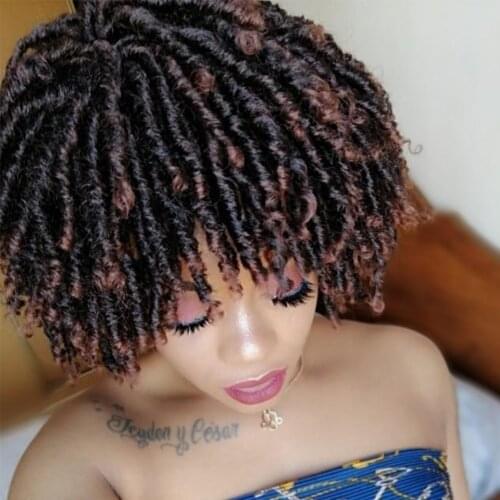 Beaudestiny Synthetic Hair Dreadlock Wig Braided Twist Brown Red Blonde Short Wig Curly Crochet Twist Braided Wigs For Women