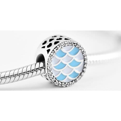 Fits for Pandora Charms Bracelets Radiant Hearts Beads with Blue Enamel 100% 925 Sterling-Silver-Jewelry Free Shipping