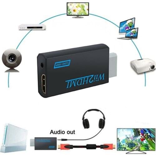 Full HD 1080P Wii to HDMI-compatible Converter Adapter Wii2HDMI-compatible Converter 3.5mm Audio for PC HDTV Monitor Display