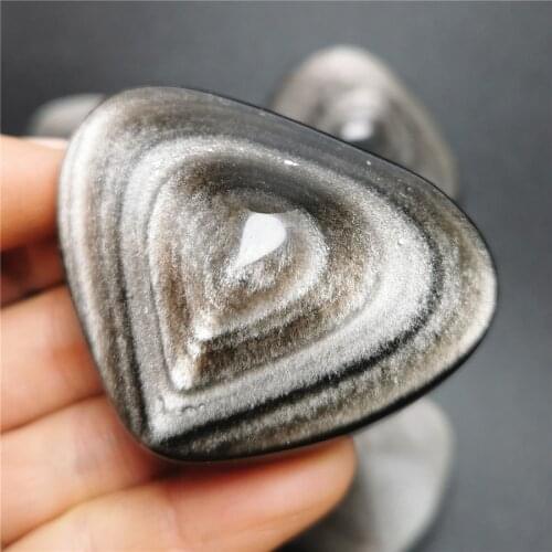 40-50MM Natural Silver Obsidian Crystal Hearts Gemstones Quartz Heart Shape Crystals Healing Gift 1pcs Gifts Energy