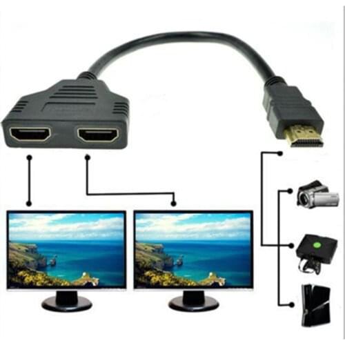 1080P HDMI Port Male to 2Female 1 In 2 Out Splitter Cable Adapter Converter Home
