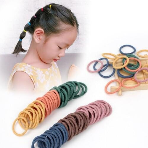 100Pcs/lot Hair Elastic Rubber Band for Girls Solid Color Hair Scrunchies Ponytail Holder Ties Kids Children Headwear IBOWS