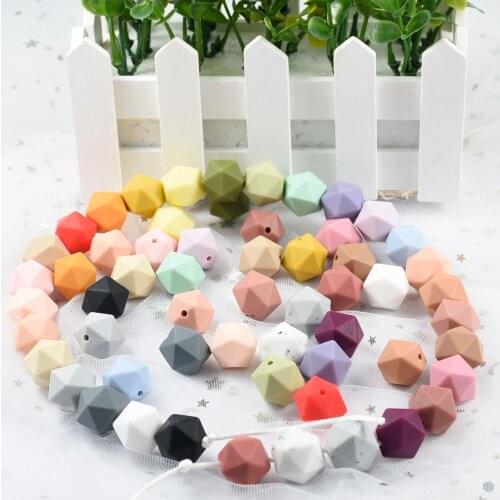 30 PCS 14 MM Icosahedron Silicone Beads Silicone Teethers Baby Teething Bead Pacifier Chain Beads Toys For Baby Care BAP Free