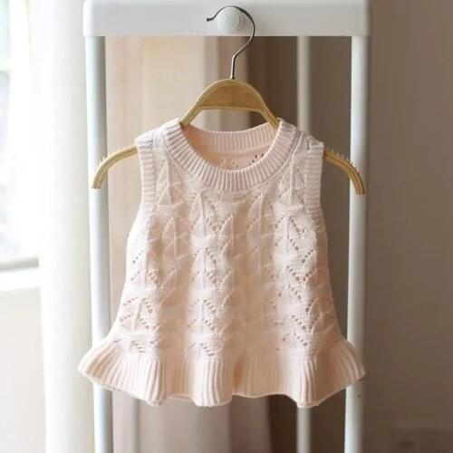 Girls' Sweater Vest Woolen Vest Spring and Autumn New Style Baby Girl Knitted Vest Dress Kids Cute Waistcoat 8M-5T