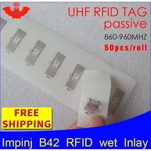 UHF RFID tag EPC 6C sticker Impinj B42 wet inlay 915mhz868mhz860-960MHZ Higgs3 100pcs free shipping adhesive passive RFID label