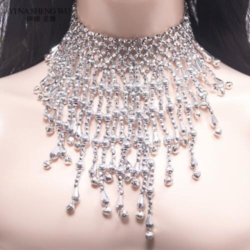New Women Belly Dance Gold/Silver Necklace High quality Bellydance Sexy Beaded Jewelry Necklace Indian Dance Costume Accessory