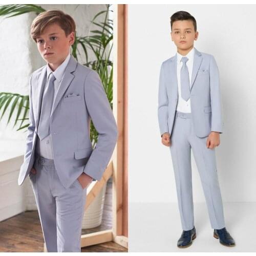 Xinkaifa Light Blue Kids Suits For Boy Formal Baby Clothes British Style For Party Wedding Piano Prince Slim Fit Boy Suits