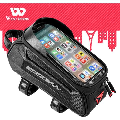 WEST BIKING Bicycle Bag Waterproof Frame Front Top Tube Cycling Bag 7.0in Phone Case Touch Screen Bag MTB Road Bike Accessories
