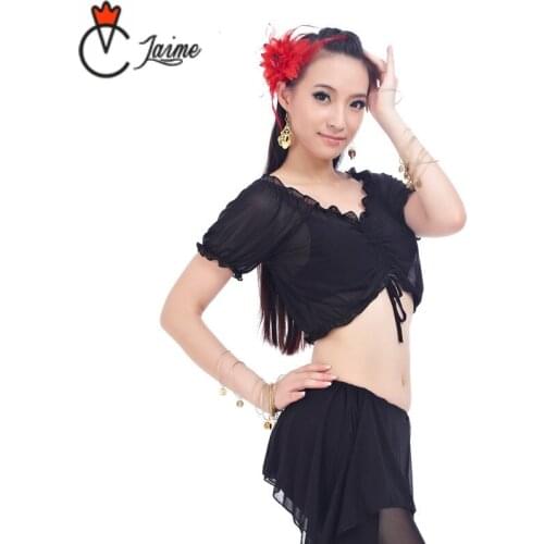 Top bellydance24 Colors Belly Dance Clothes Cheap Tops Women Sexy Top Deep V Neck Elastic Milk Fibers Bellydance Tops