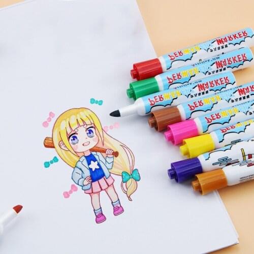 12 Colors Mini Kawaii Markers Pens Art Supplies For Children Markers Drawing Graffiti Cartoons Watercolor Pen Cute Stationery