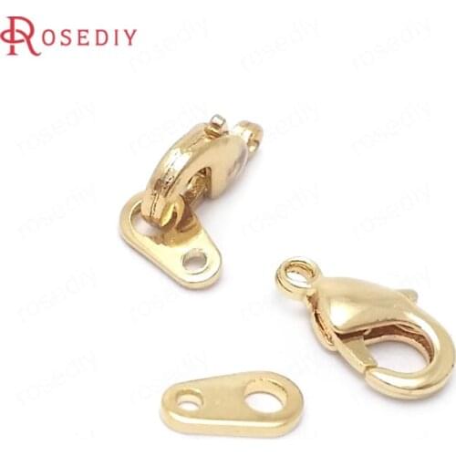 35167)10PCS Lobster 9.5-10MM 24K Gold Color Brass Lobster Clasps Connect Clasps Necklace Clasps Jewelry Findings Accessories