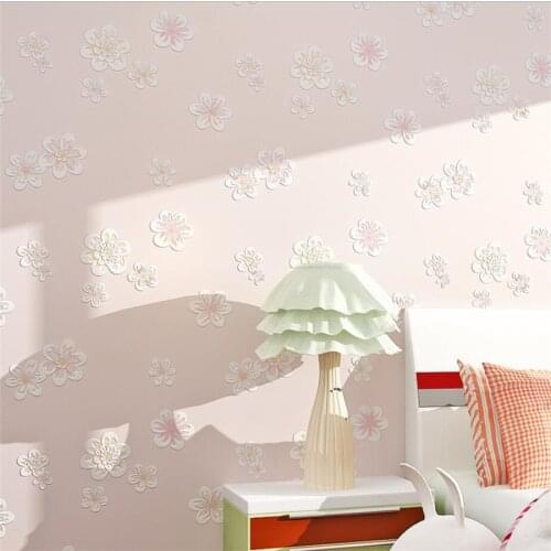 Beibehang 3D stereo warm garden wallpaper bedroom living room non-woven wallpaper pink flower girl childrens room 3d wallpaper