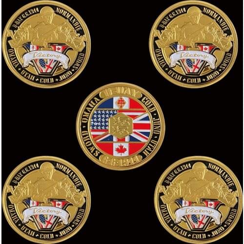 5PCS D-Day 6.6.1944 Gold Coin Victory Of Normandie Landing For Collect