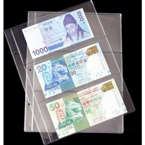 10Pcs Money Banknote Paper Money Protection Album Page Collecting Holder Sleeves 2 3 4 slot Loose Leaf Sheet Album Case