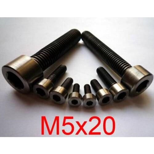 Free Shipping 50pcs M5x20 M5 Thread Diameter 20mm Length Titanium Ti Screw Bolt Allen hex Socket Cap head