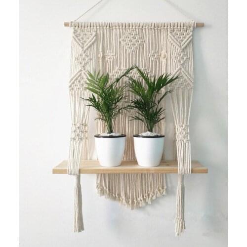 Bohemian Wall Art Handmade Cotton Thread Hanging Tapestry Storage Rack Shelf