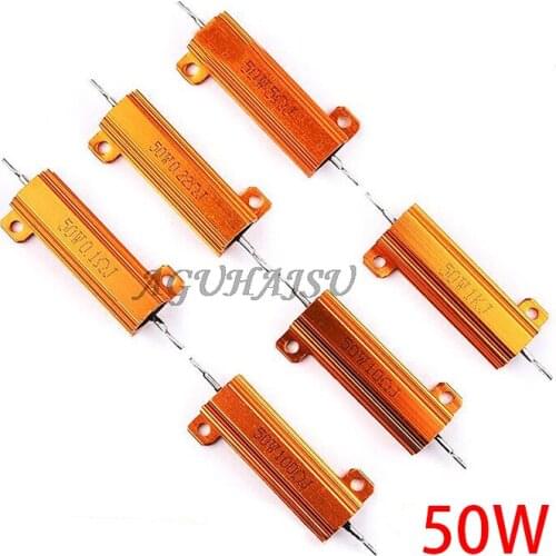 50W 5% Aluminum Power Metal Shell Case Wirewound Resistor 1R 2R 3R 6R 8R 10R 1 2 3 6 8 10 ohm