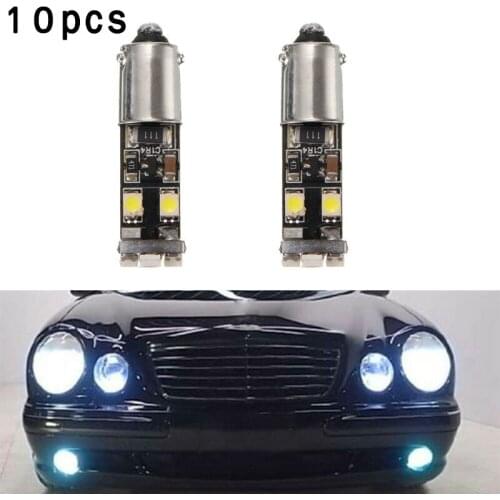 For Mercedes-Benz W210 E55 AMG BA9S H6w Break Light 10pcs 6000k Car Error-Free 8LED Parking Light Bulb