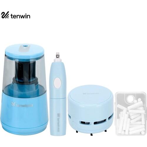 Electric Pencil Sharpener Eraser Vacuum Cleaner Set Stationery Set Power Cord/Battery Operated with 50 Eraser Refills for School