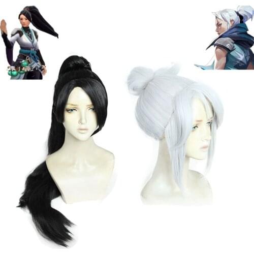 Game Valorant Jett Sage Cosplay Wig Halloween Role Play Party Hair Cosplay Headwear Synthetic Hair For Adult Women