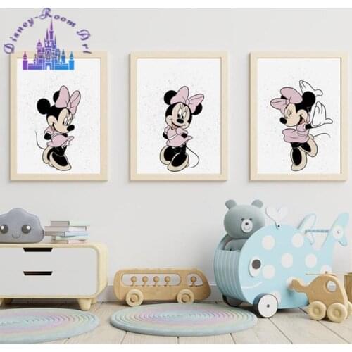Disney Canvas Painting Art Minnie Mouse Print Wall Art Baby Girl Room Disney Photo Poster Canvas Painting Nursery Wall Art