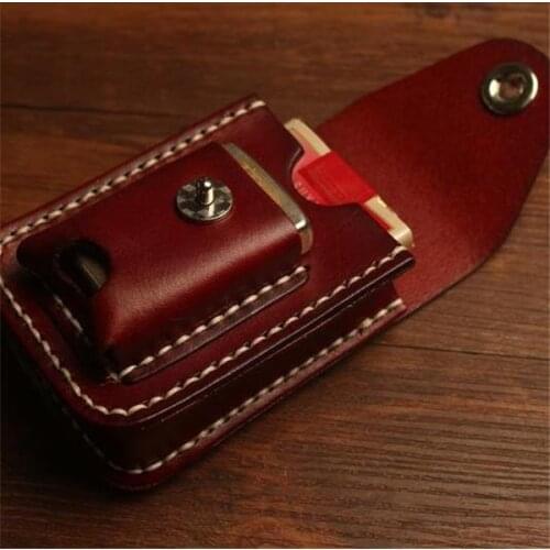 Retro Best leather slim cigarette box with lighter case smoking accessories Bumbag cigarette packs cover