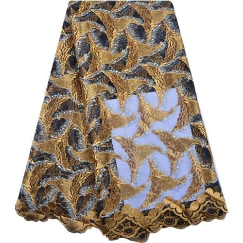 Latest Nigerian Laces Fabrics With Beaded Stones High Quality Tulle African Laces Fabric Wedding African French Tulle Lace S1341