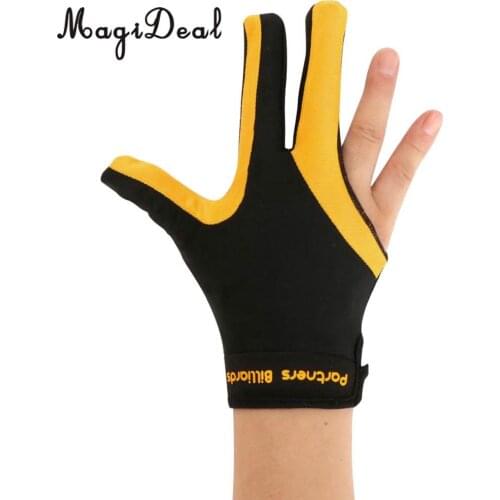 MagiDeal High Quality 1Pcs Three Fingers Full-Finger Snooker Pool Cue Billiard Glove for Right Hand 21cm Yellow Black/Red Black
