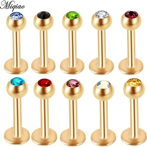 Miqiao 10pcs 316L Steel Crystal Ball Stud Lip Ring Tragus Piercing Ear Cartilage Earring Helix Earring Body Piercing Jewelry