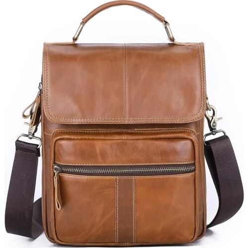 Men Functionnal Handbag Fashion Male Genuine Leather Shoulder Bag for ipad Mens High Quality Cowhide Crossbody Bag Large Totes