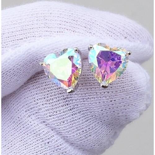 New Fashion Crystal Colorful Zircon Love Heart Stud Earrings for Women Girls Party Jewelry Christmas Gift Jewelry Accessories