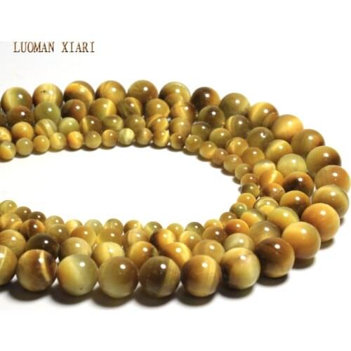 Wholesale Top Grade Natural Clod Yellow Tiger Eye Semi Gem Stone Beads For Jewelry Making DIY Bracelet Necklace 6/8/10/12 MM